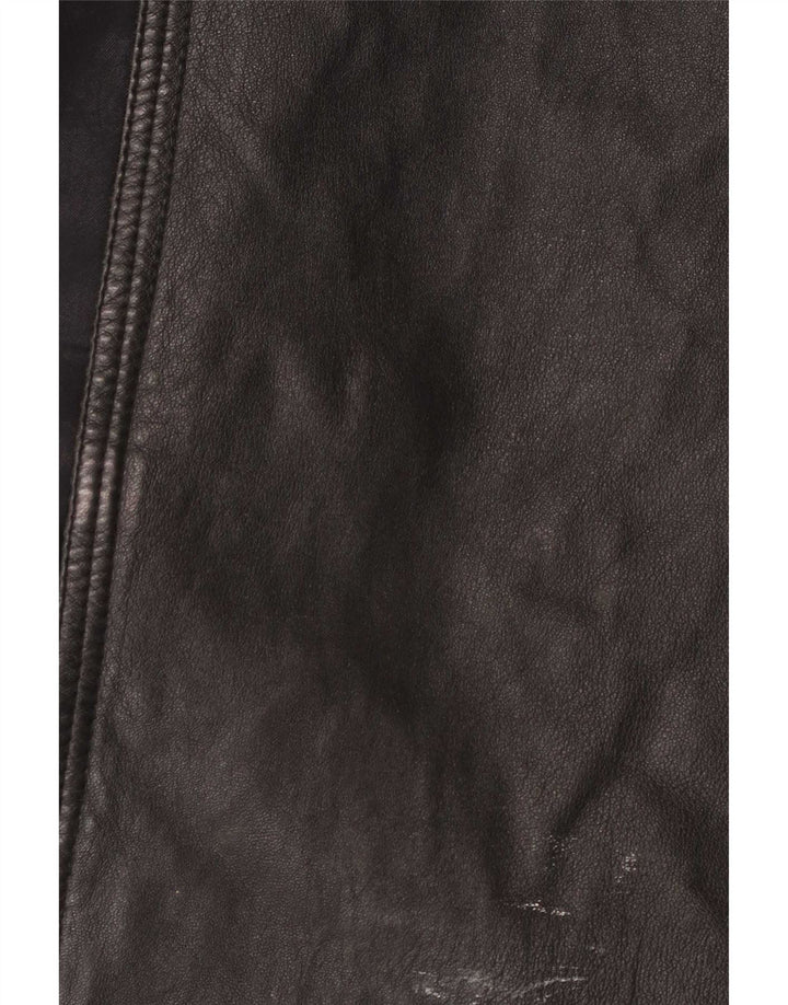 Trench vintage in pelle da donna UK 10 piccolo nero