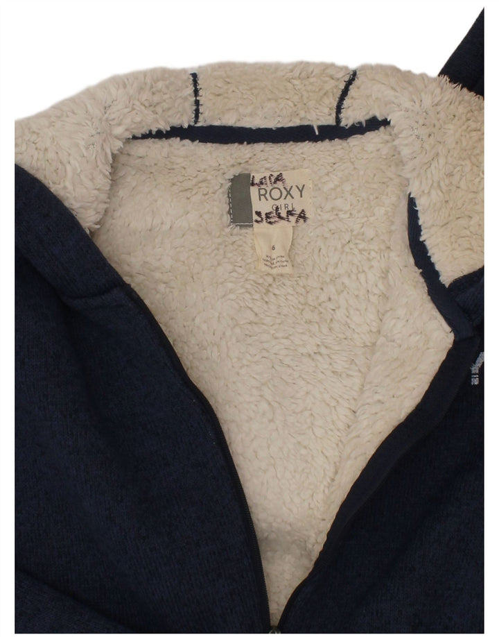 Maglione con cappuccio e zip grafica per ragazze Roxy 5-6 anni in poliestere blu navy