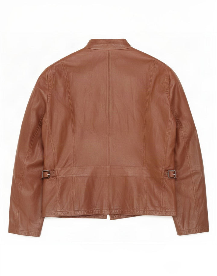 Giacca in pelle oversize da donna Gerry Weber UK 16 grande marrone