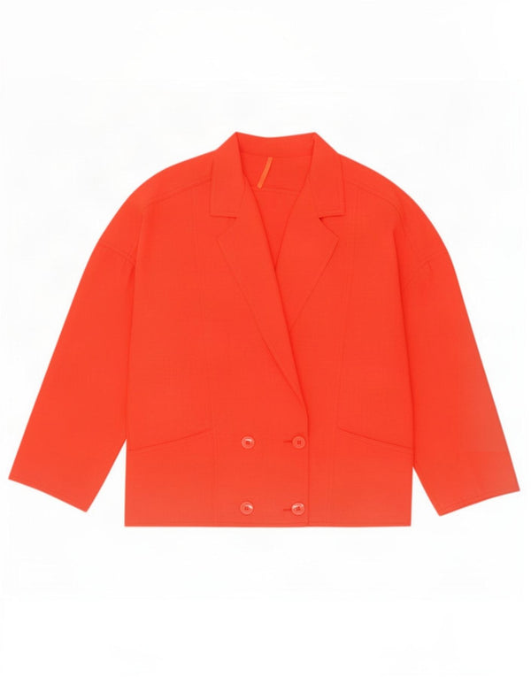 Giacca blazer doppiopetto oversize da donna vintage UK 10 piccola rossa