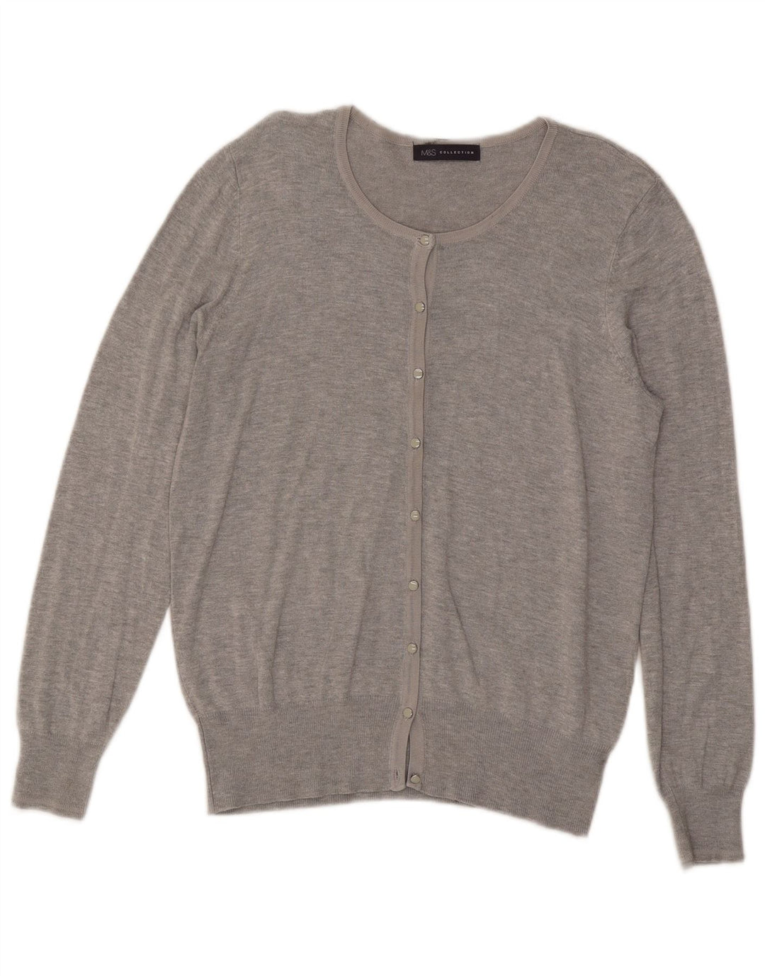 Maglione cardigan da donna Marks & Spencer UK 16 Grande viscosa screziata grigia