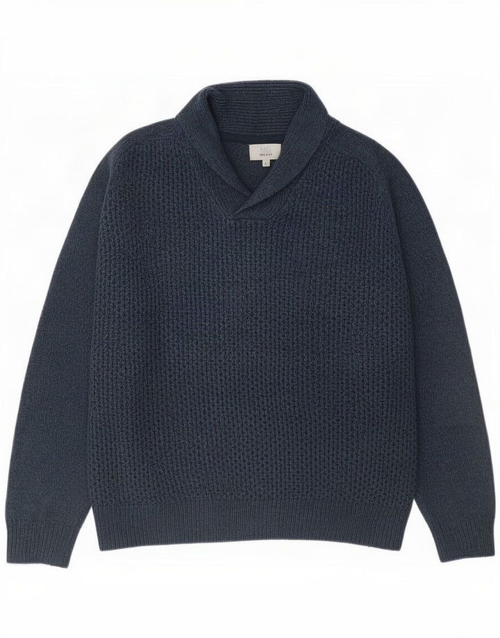 Maglione da uomo Marks & Spencer vestibilità regolare con collo a scialle grande blu navy