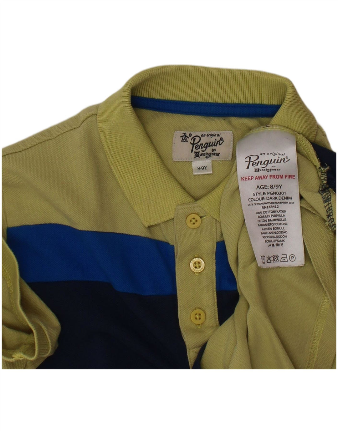 PENGUIN Polo da bambino 8-9 anni in cotone color block verde