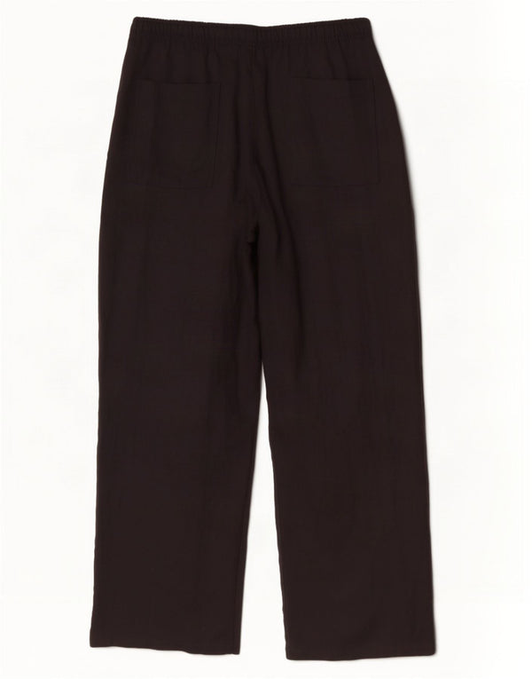 Pantaloni chino a gamba larga a vita alta da donna Zara XL W32 L31 Lyocell nero