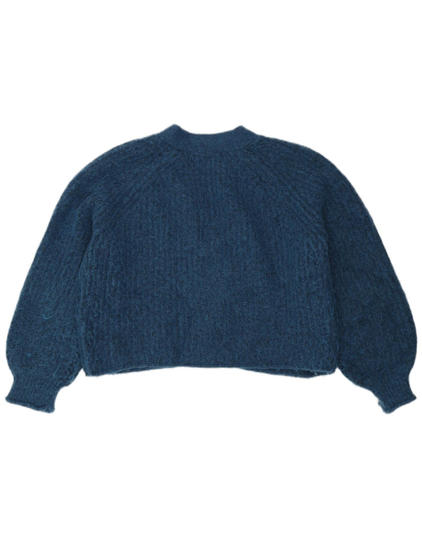 Maglione cardigan corto oversize da donna Zara UK 10 piccolo poliestere blu