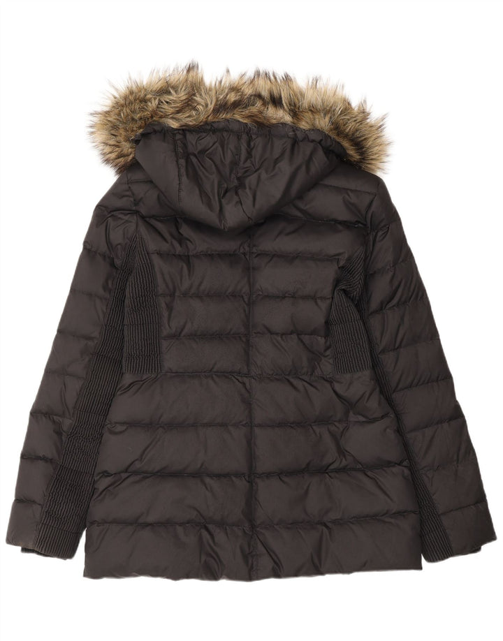 MICHAEL KORS Womens Hooded Padded Jacket UK 10 Small Black Acrylic
