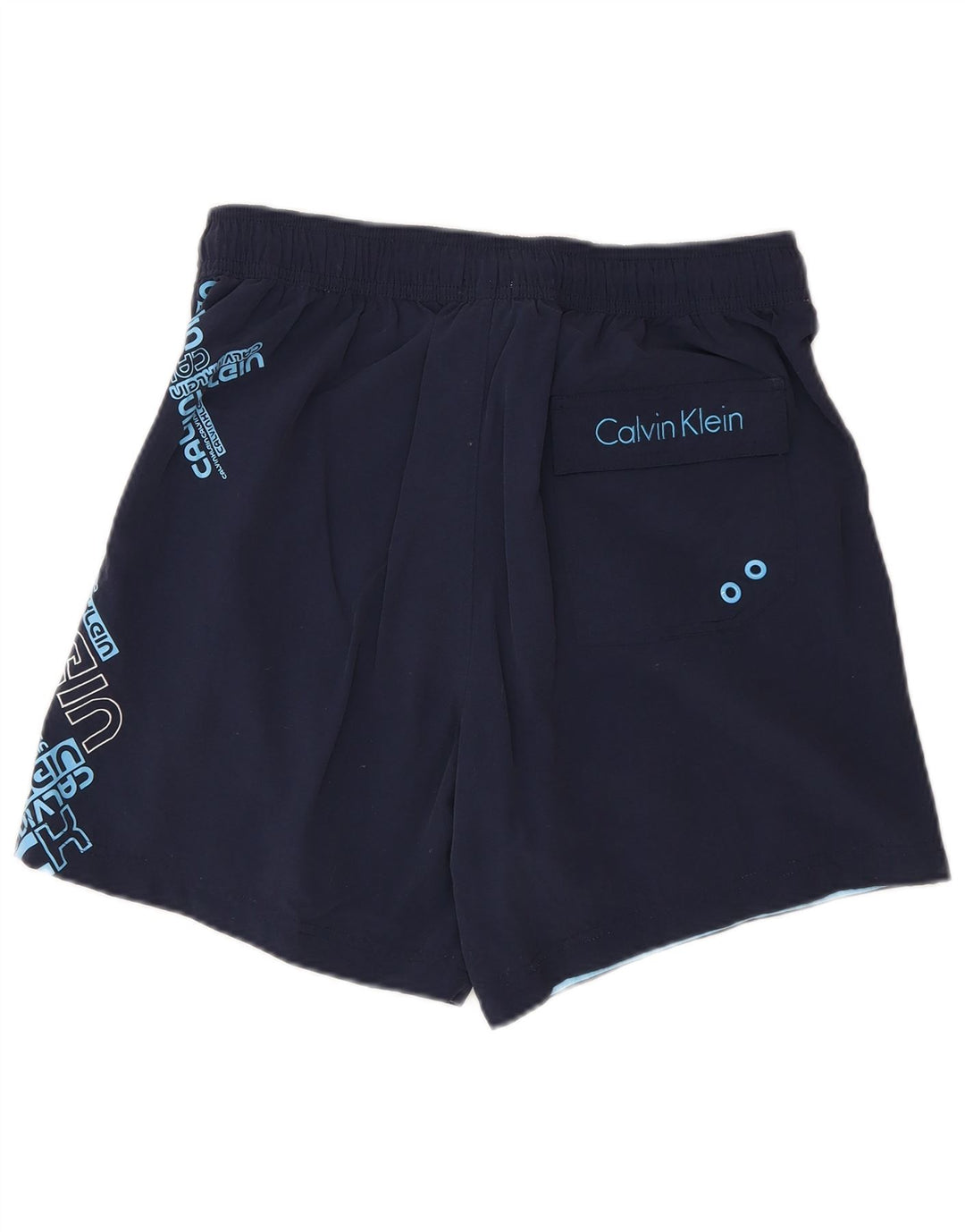 Pantaloncini da bagno grafici da uomo Calvin Klein piccoli in nylon blu navy