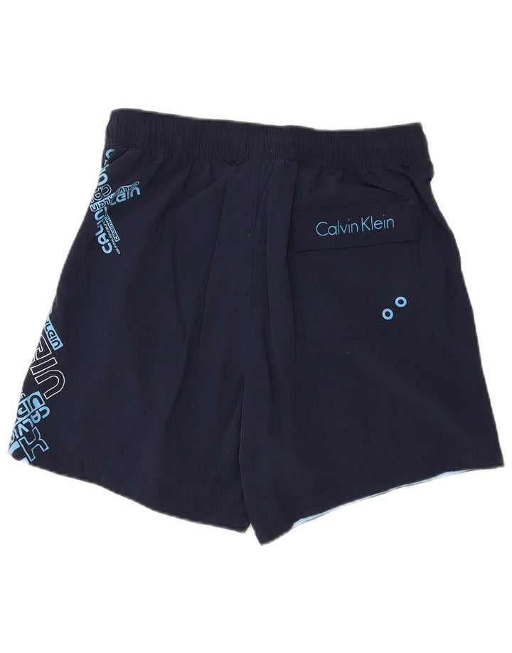 Pantaloncini da bagno grafici da uomo Calvin Klein piccoli in nylon blu navy