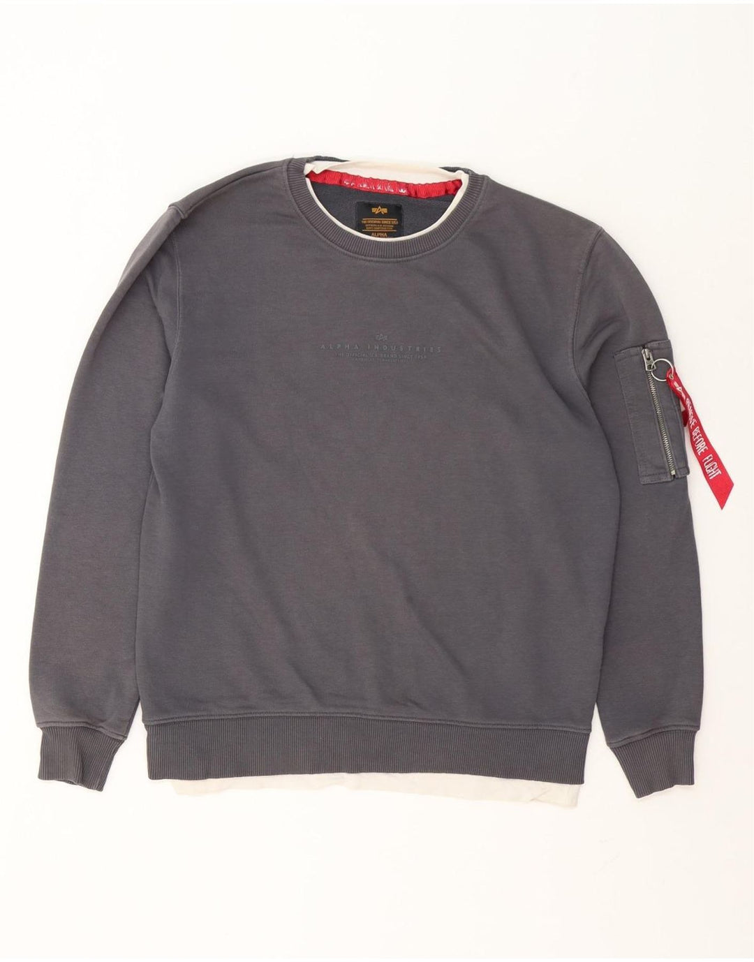 Felpa grafica da uomo Alpha Industries, piccola, in cotone grigio