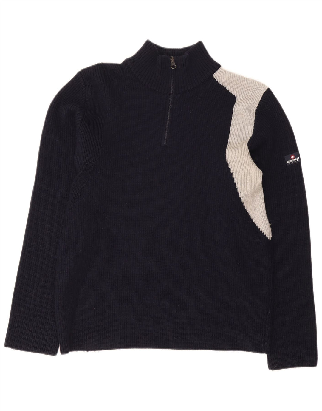 Murphy & Nye Maglione da uomo con zip e collo piccolo in lana color block blu navy