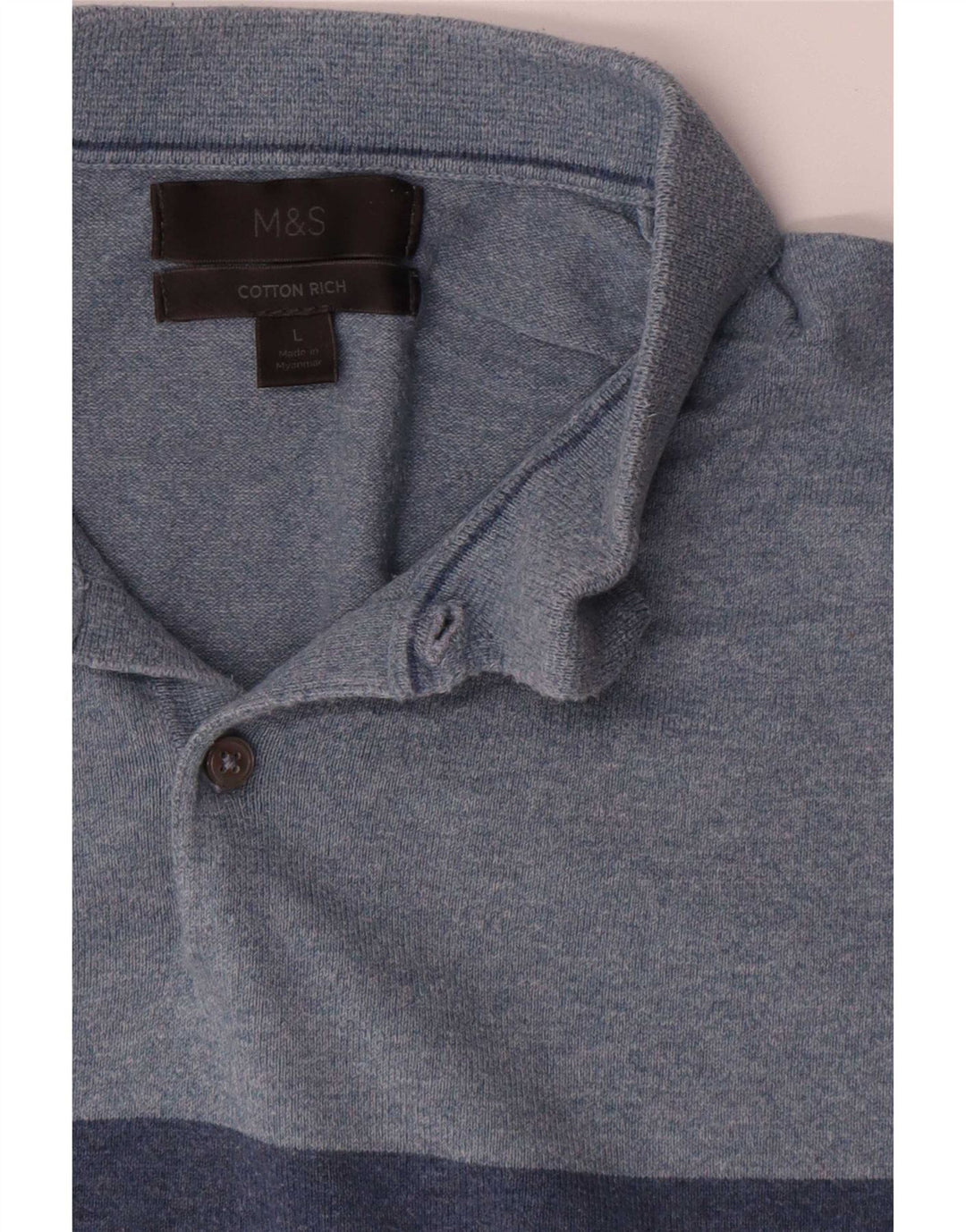 Maglione da uomo Marks & Spencer con collo alto, grande blocco di colore blu