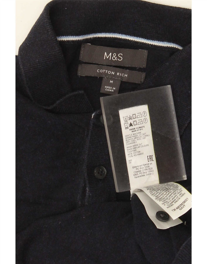 Polo da uomo Marks & Spencer media cotone blu navy