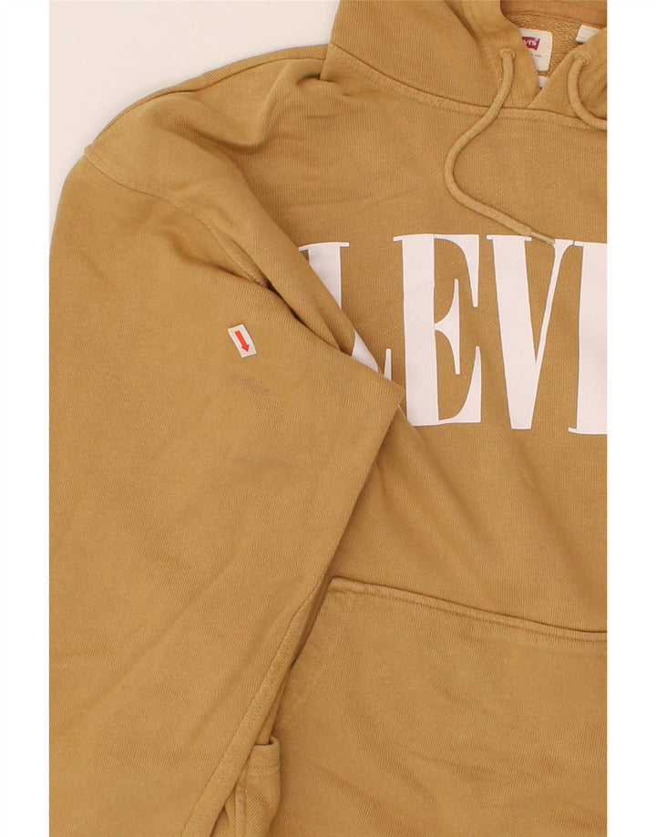 LEVI'S Mens Graphic Hoodie Jumper Small Beige Cotton Vintage Levi's and Second-Hand Levi's from Messina Hembry 
