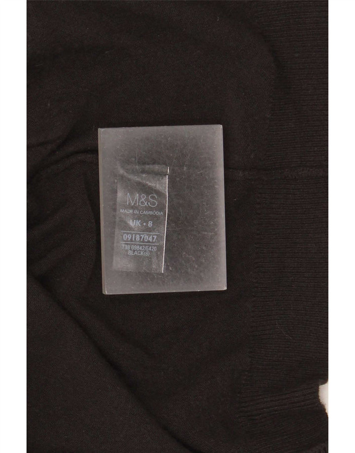 Maglione cardigan aperto lungo da donna Marks & Spencer UK 8 piccolo nero