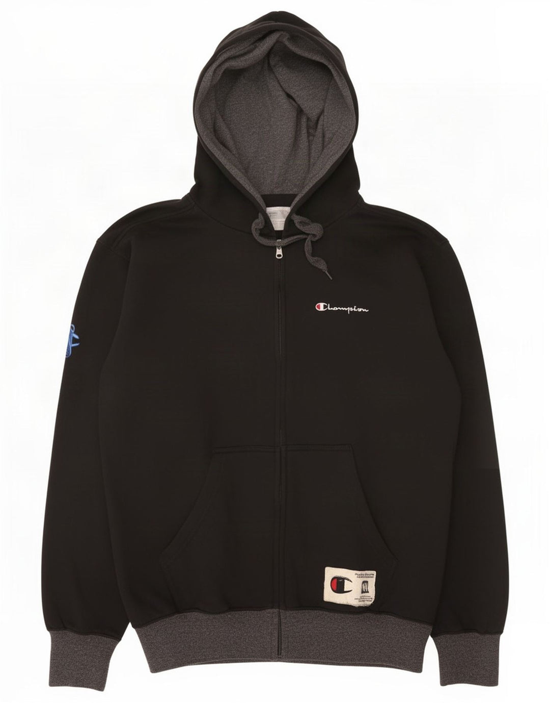 Maglione con cappuccio e zip da uomo Champion in cotone nero medio