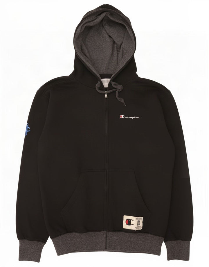 Maglione con cappuccio e zip da uomo Champion in cotone nero medio