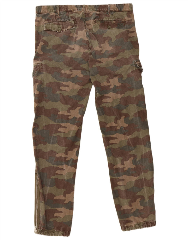 Pantaloni cargo da uomo BENETTON Joggers IT 50 Large W36 L32 Khaki Camouflage