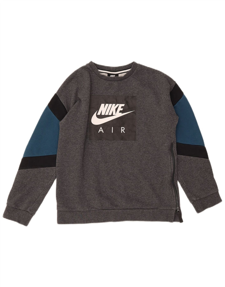 Felpa con grafica NIKE per ragazzi, 13-14 anni, XL, cotone color block grigio