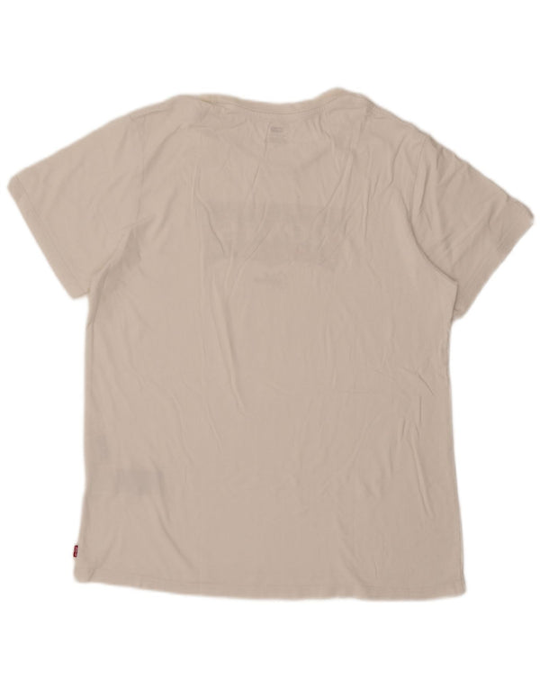 T-shirt grafica da donna Levi's Top UK 16 grande cotone bianco