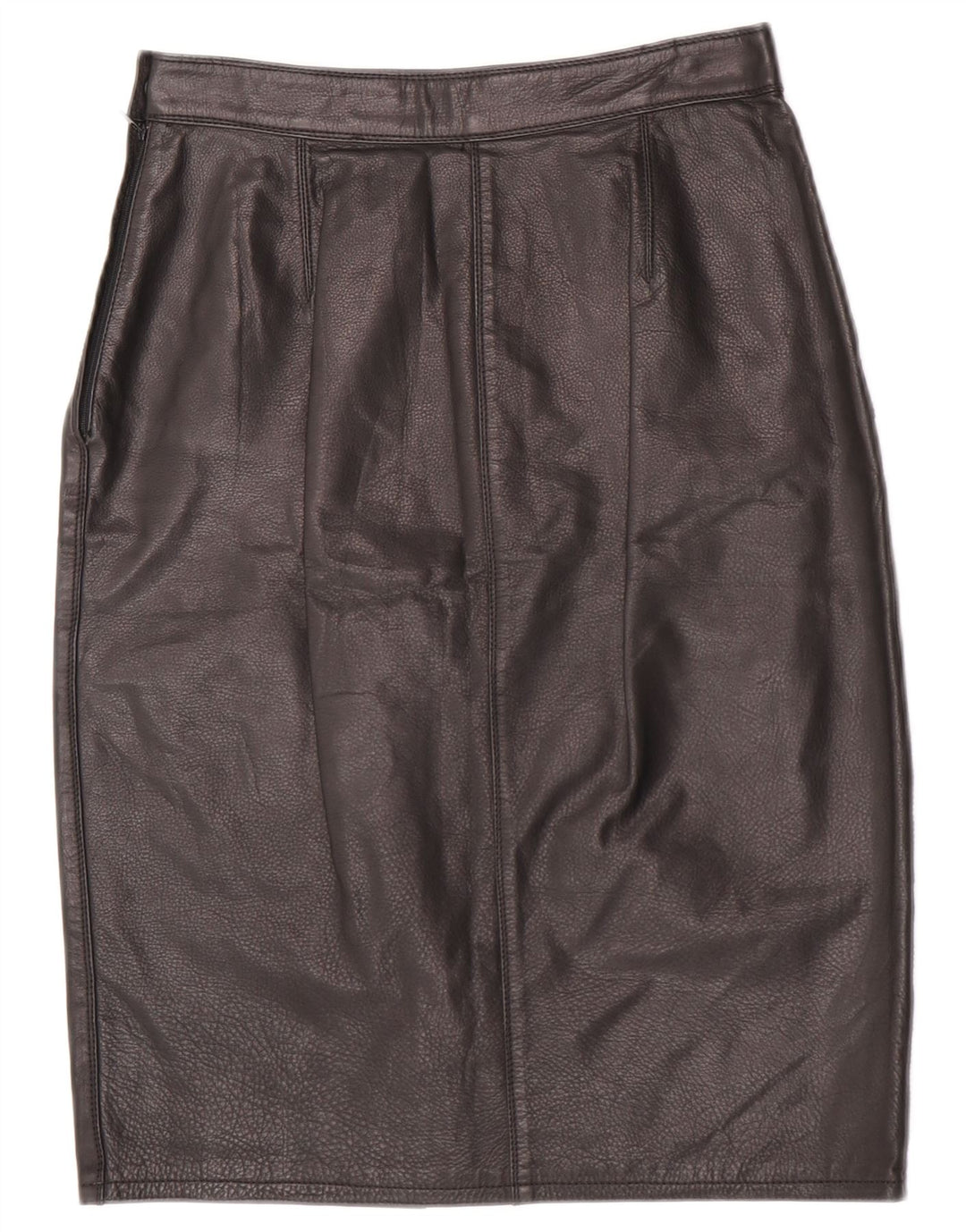 Gonna in pelle a vita alta da donna vintage IT 42 media W26 nera