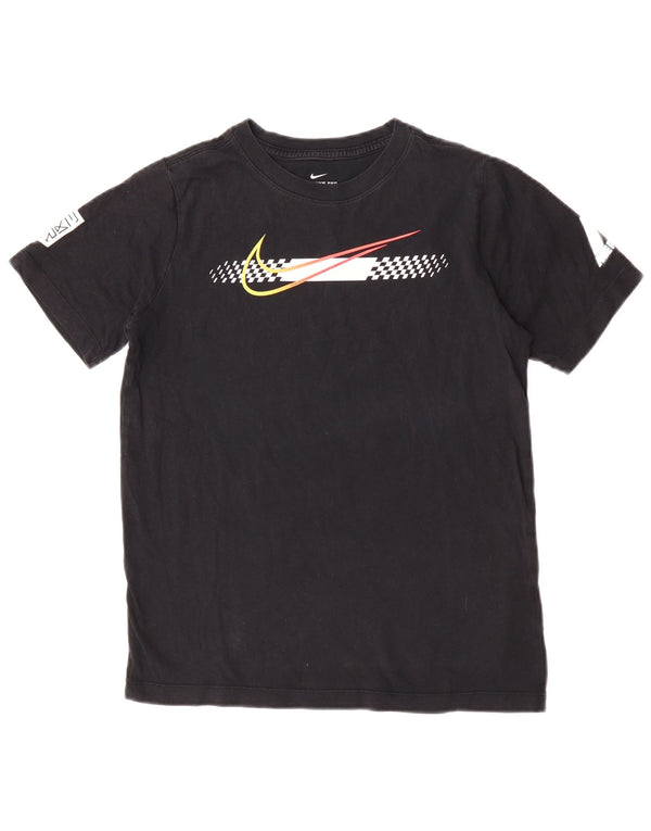 T-shirt grafica da ragazzo Nike Top 11-12 anni in cotone nero