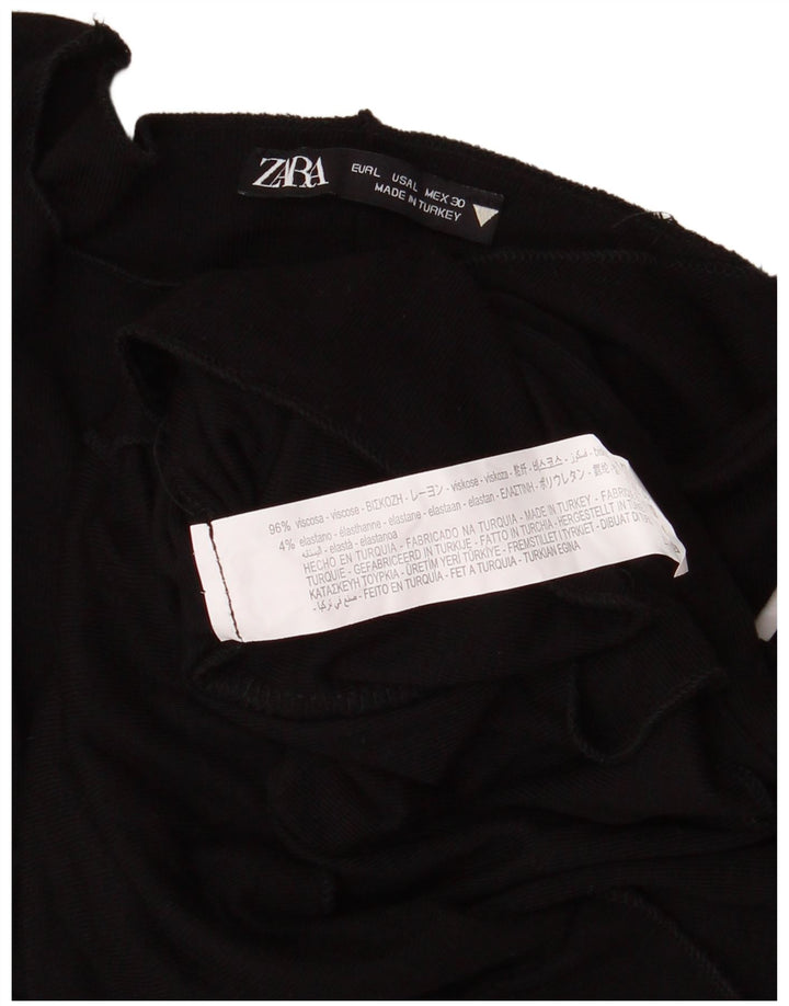 Top corto da donna Zara a maniche lunghe UK 14 grande viscosa nera