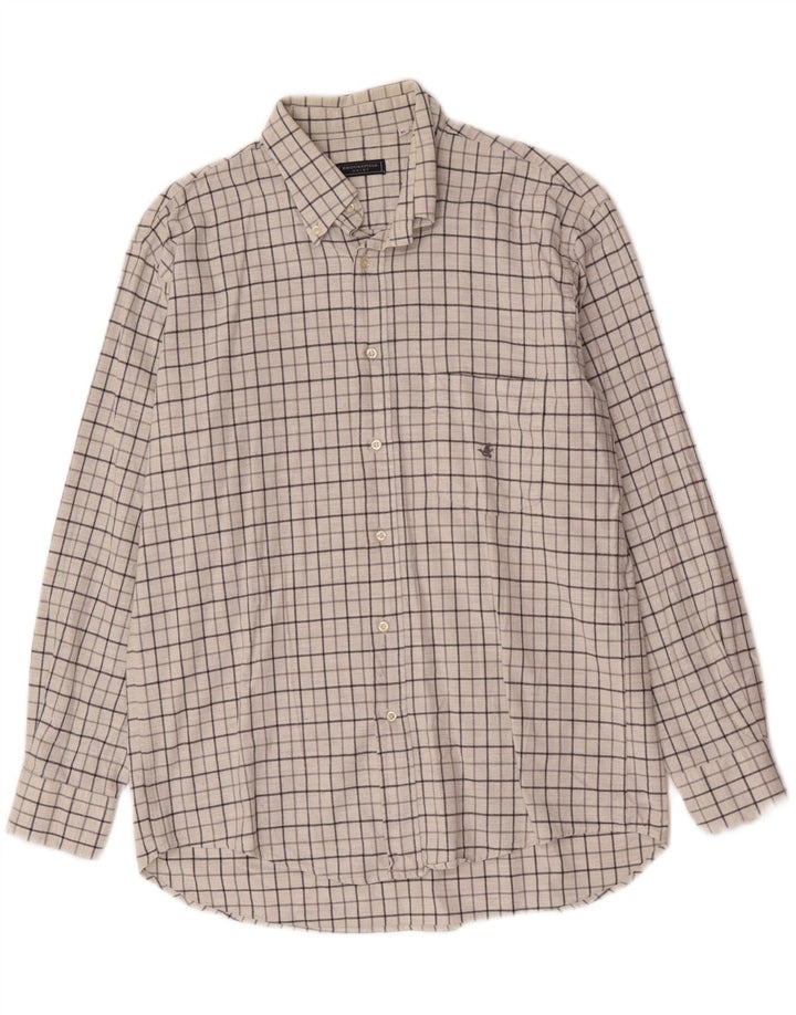 Camicia da uomo Brooksfield XL in cotone a quadri bianchi