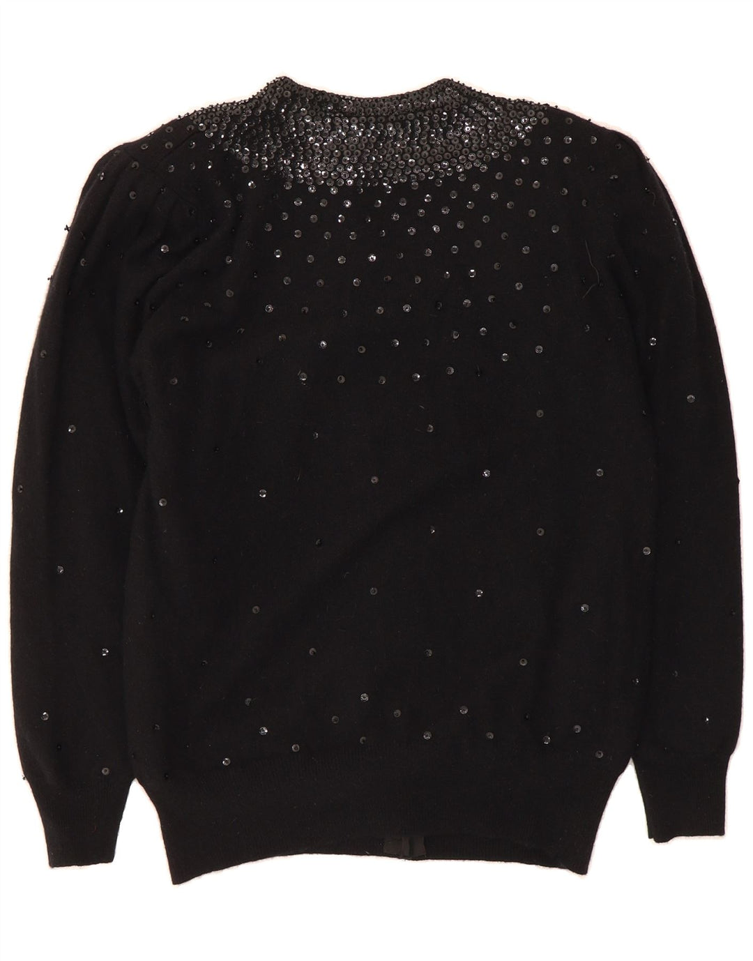 VINTAGE Womens Open Cardigan Sweater IT 44 Medium Black Wool Vintage Vintage and Second-Hand Vintage from Messina Hembry 