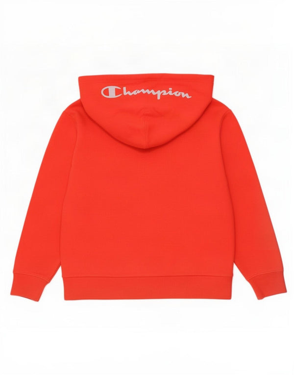 Maglione con cappuccio e zip grafica Champion per ragazze 9-10 anni in cotone rosso medio