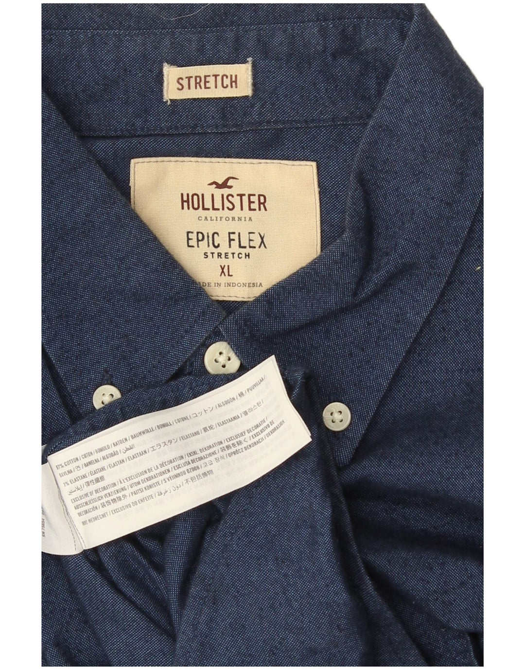 Camicia Hollister da uomo XL in cotone blu