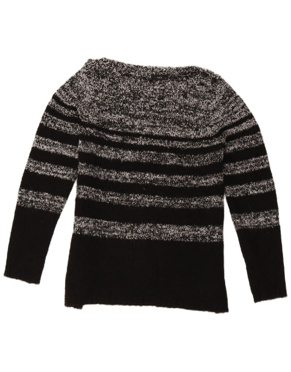 Maglione maglione con scollo a barca da donna M&Co UK 12 Acrilico a righe nere medie