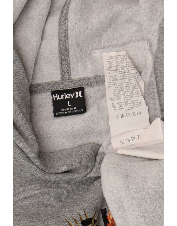 Felpa con cappuccio grafica da donna Hurley UK 14 Large in cotone grigio