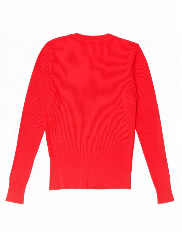 Maglione maglione girocollo da donna Marks & Spencer UK 14 grande viscosa rossa