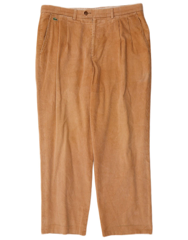 Pantaloni da uomo in velluto a coste con pegging Lacoste taglia 48 XL W38 L30 cotone beige