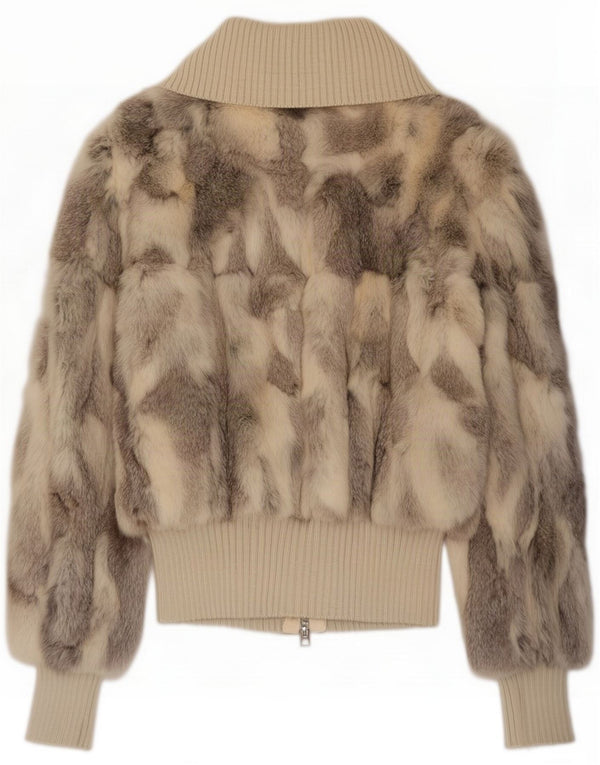 Conbipel Giacca in pelliccia da donna UK 14 Large Beige Pelle