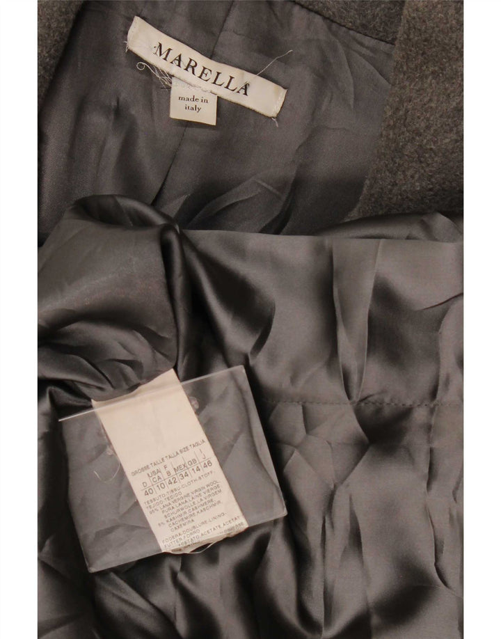 Cappotto doppiopetto da donna Marella UK 14 grande lana grigia
