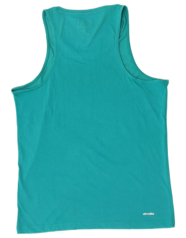 Canottiera grafica Adidas Climalite da uomo, cotone medio turchese