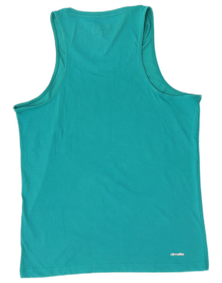Canottiera grafica Adidas Climalite da uomo, cotone medio turchese