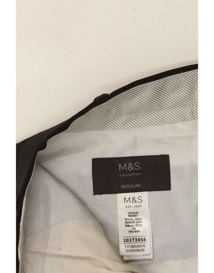 MARKS & SPENCER Pantaloni da abito vestibilità regolare da uomo W36 L33 Poliestere nero