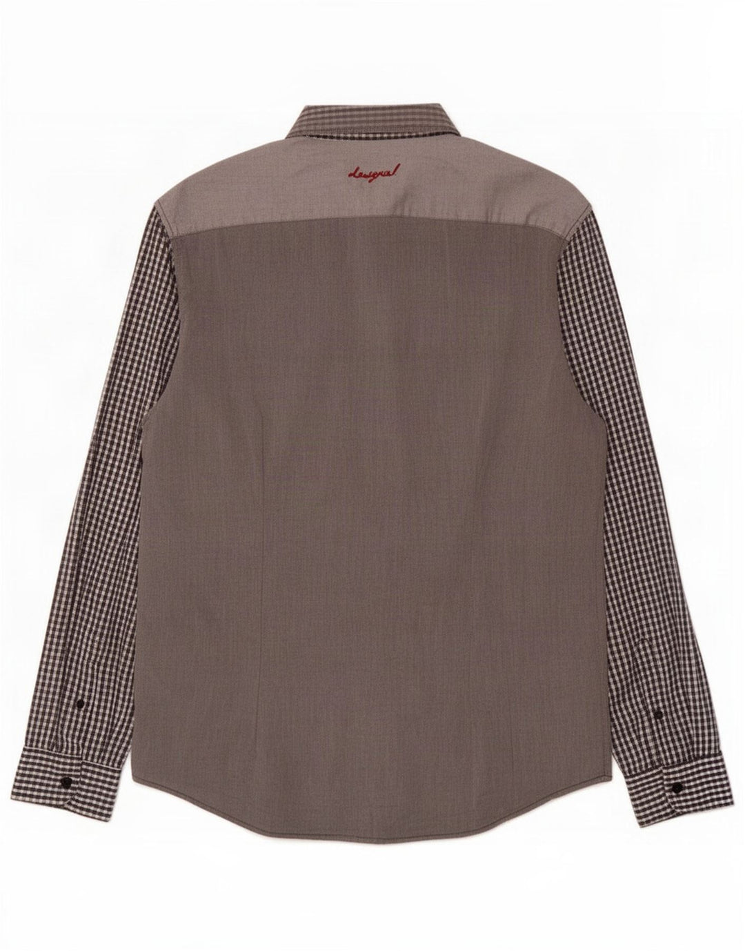 Desigual Camicia slim da uomo in cotone a quadri grigi grandi
