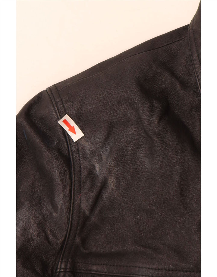 Giacca in pelle vintage da donna UK 16 grande in pelle nera