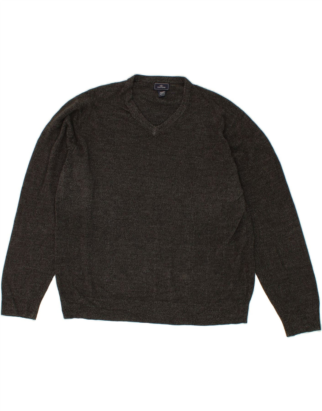 DOCKERS Mens V-Neck Jumper Sweater 2XL Grey Acrylic Vintage Dockers and Second-Hand Dockers from Messina Hembry 
