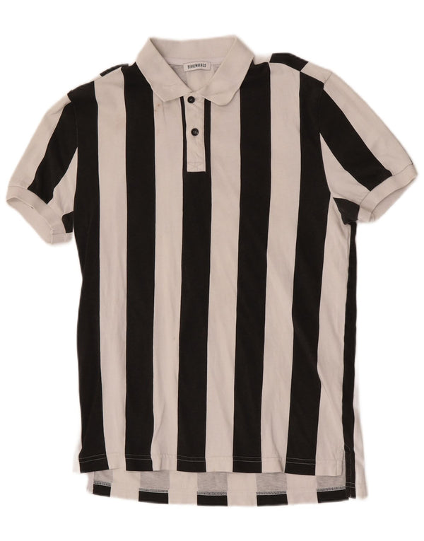 Polo da uomo Bikkembergs in cotone a righe bianche medie
