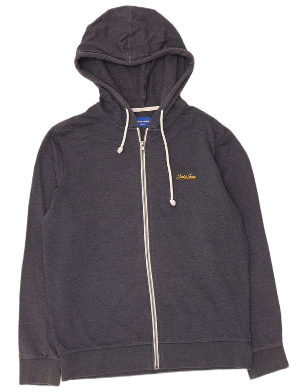 Jack & Jones Mens Zip Hoodie Sweater Large Navy Blue Cotton