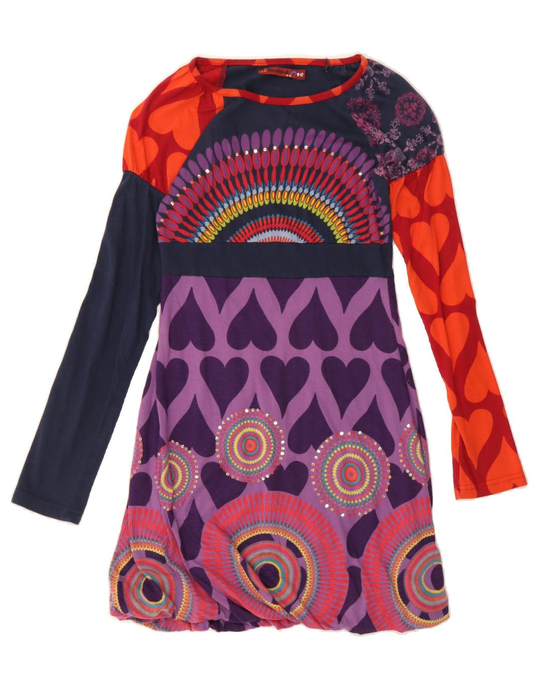 DESIGUAL Girls Graphic Bubble Dress 11-12 Years Multicoloured Patchwork Vintage Desigual and Second-Hand Desigual from Messina Hembry 