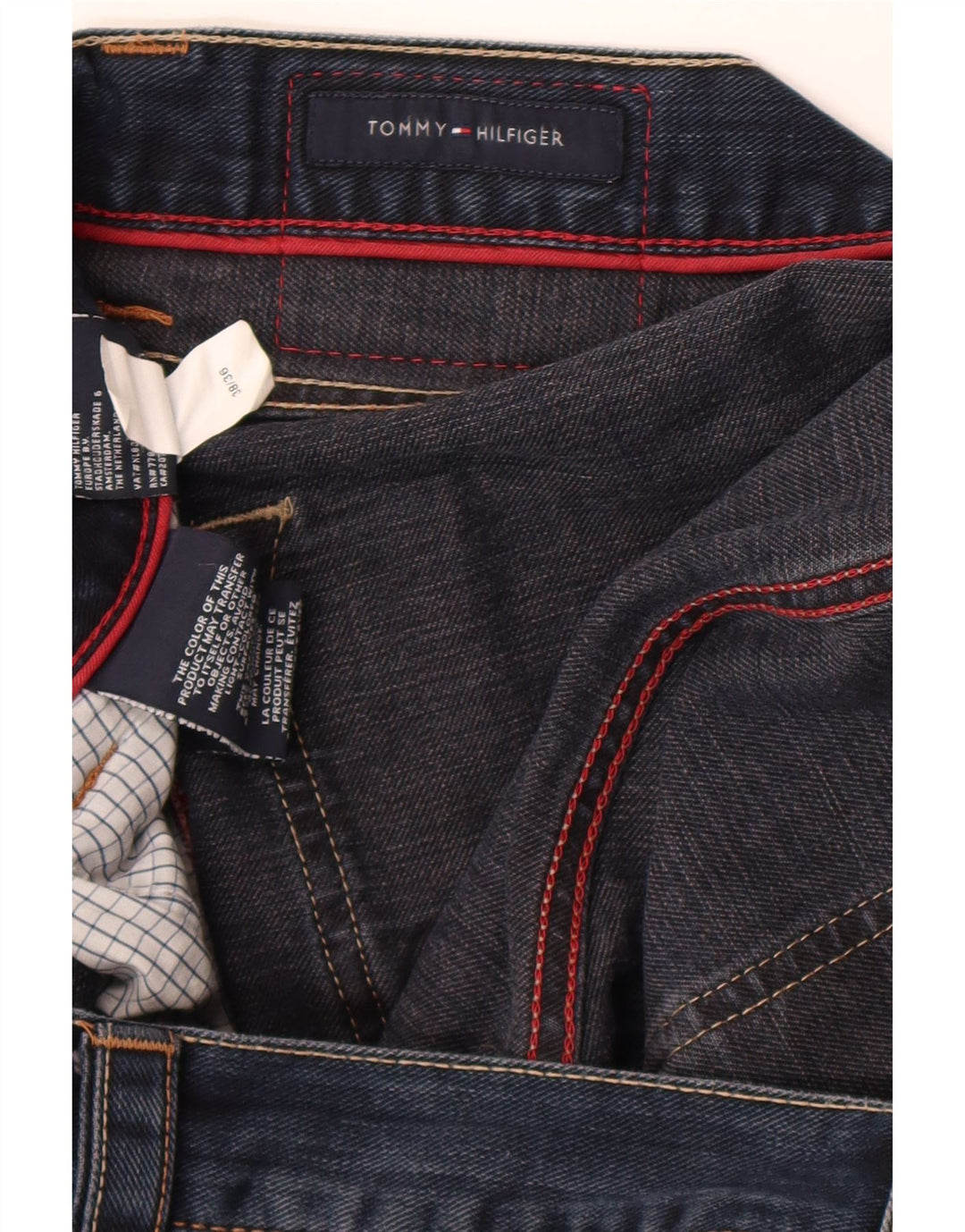 Jeans dritti da uomo Tommy Hilfiger W38 L36 cotone blu navy