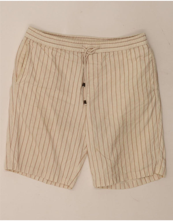 Pantaloncini chino da uomo Zara grandi W32 in cotone a righe beige
