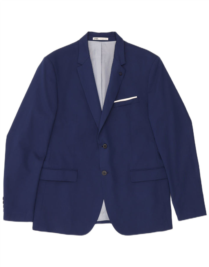 Giacca blazer da uomo a 2 bottoni Zara EU 54 XL viscosa blu