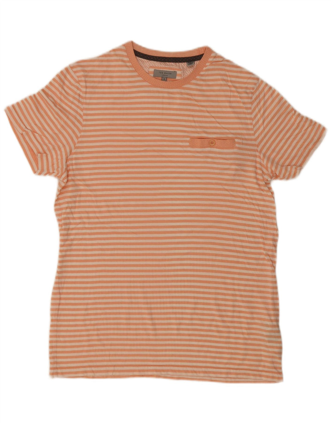 T-shirt da uomo Ted Baker taglia superiore 3 cotone a righe medie arancioni