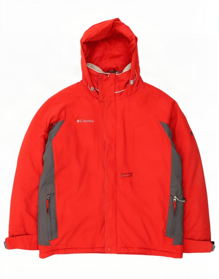 Giacca da sci con cappuccio Columbia da uomo UK 38 nylon color block rosso medio